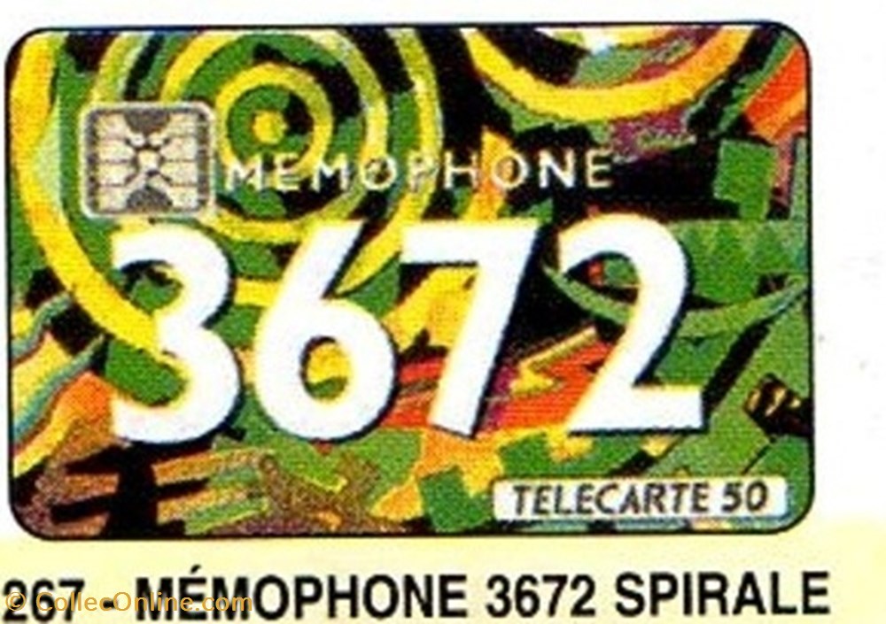 1992 22 MEMOPHONE 3672 SPIRALE 50U 10/92 SC4 ST N° ROUGE divers telecartes 1992 22 memophone 3672 spirale 50u 10 92 sc4 st n rouge