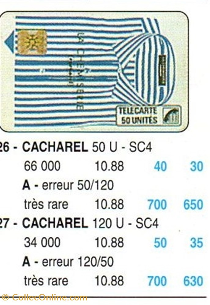 1988 10 CACHAREL divers telecartes cartes telephoniques 1988 10 cacharel