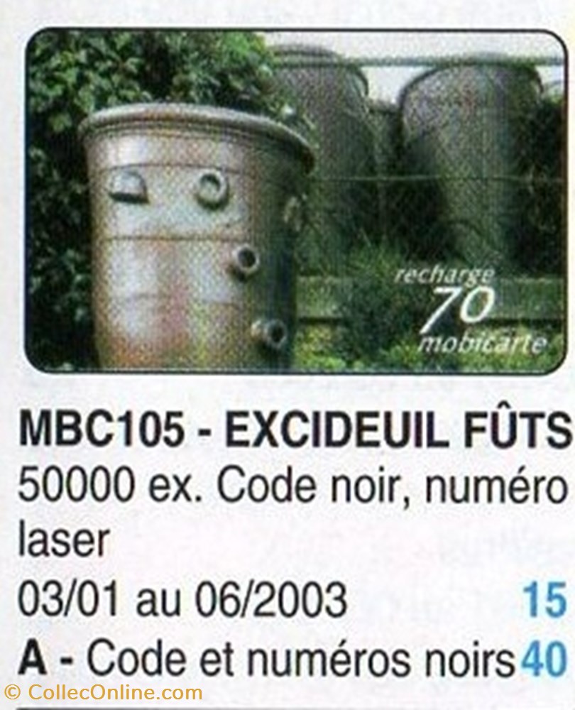 2001 EXCIDEUILS FUTS CODE ET NUMERO NOIRS divers telecartes cartes telephoniques 2001 excideuils futs code et numero noirs