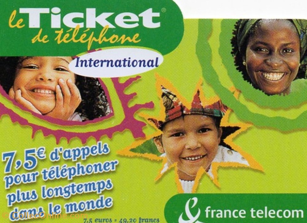TICKET FRANCE TELECOM 7.5€ INTERNATIONAL divers telecartes cartes telephoniques ticket france telecom 7 5 international