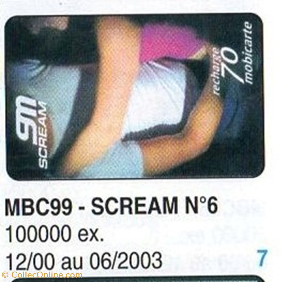 2000 SCREAM N°6 divers telecartes 2000 scream n 6
