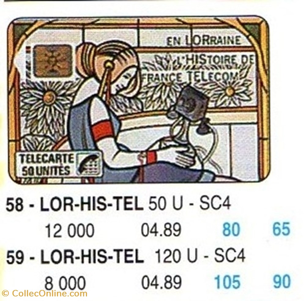 1989 12 LOR-HIS-TEL divers telecartes 1989 12 lor his tel