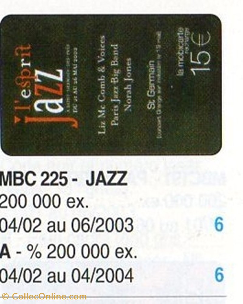2002 JAZZ divers telecartes 2002 jazz