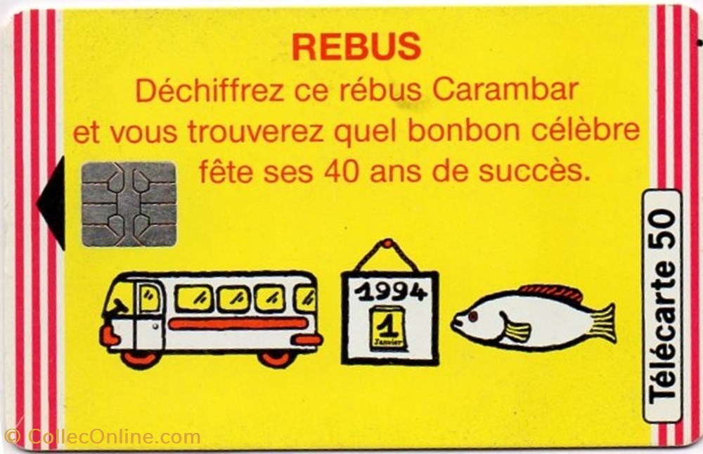 1994 REBUS CARAMBAR 05/94 SO5 diver telecarte 1994 rebus carambar 05 94 so5