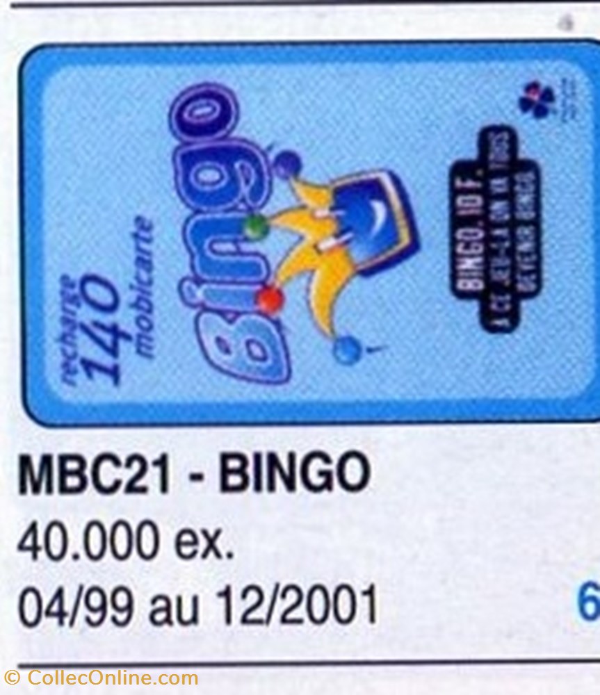 1999 BINGO divers telecartes 1999 bingo