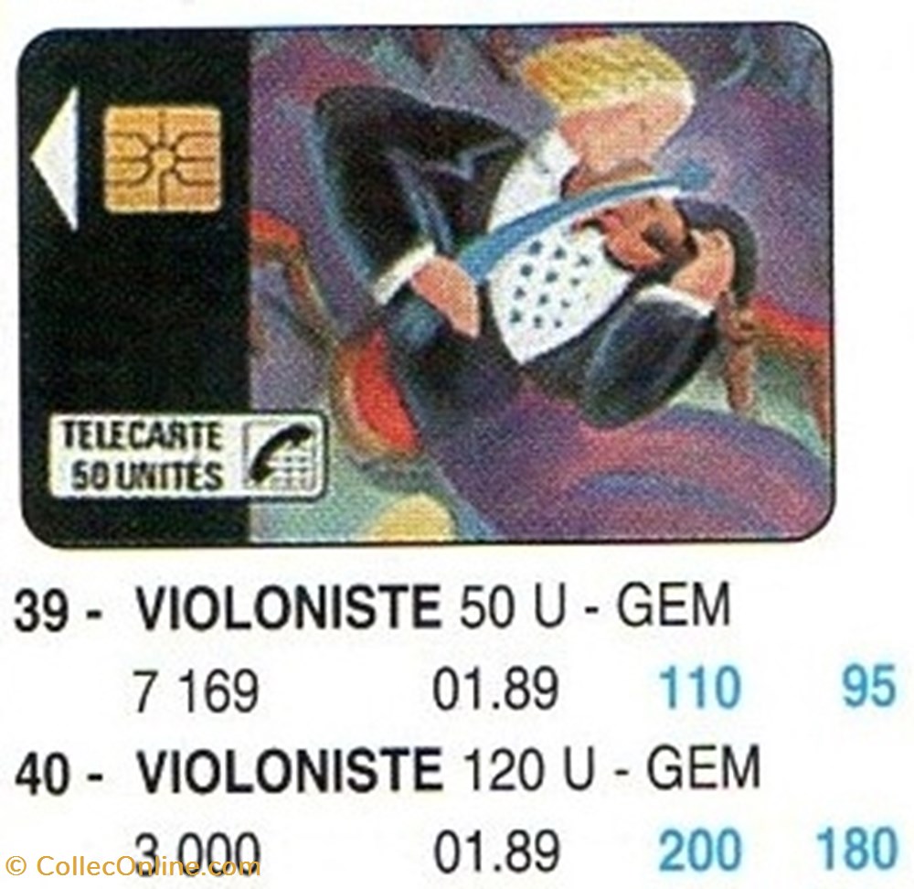 1989 02 VIOLONISTE divers telecartes 1989 02 violoniste