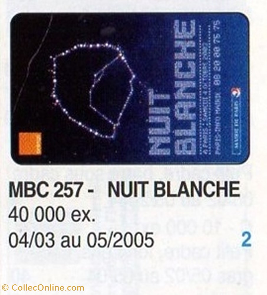 2003 NUIT BLANCHE divers telecartes 2003 nuit blanche