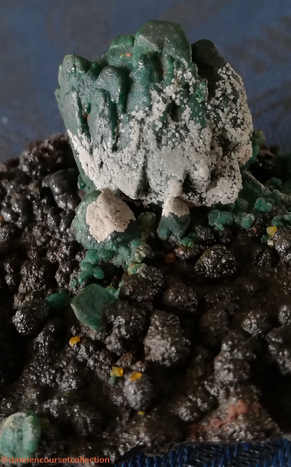 Chrysocolle et Wulfénite (Australie) 3 mineraux meteorite pseudomorphe chrysocolle et wulfenite australie