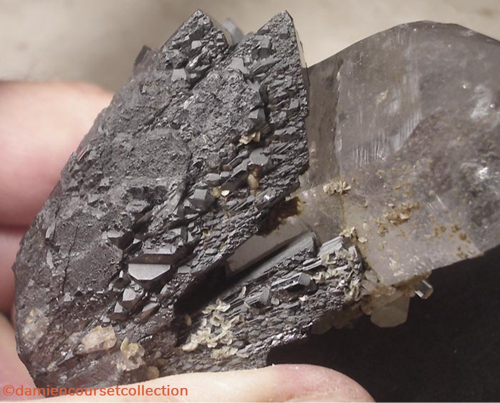 Wolframite, Quartz et Apatite 4 mineraux meteorite wolframite quartz et apatite