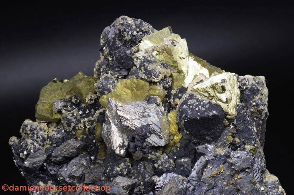 Chalcopyrite, Sphalérite et Arsénopyrite 3 mineraux meteorites chalcopyrite sphalerite et arsenopyrite