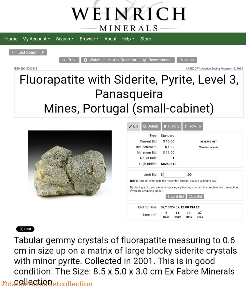 Sidérite et Apatite 3 mineraux meteorites siderite et apatite