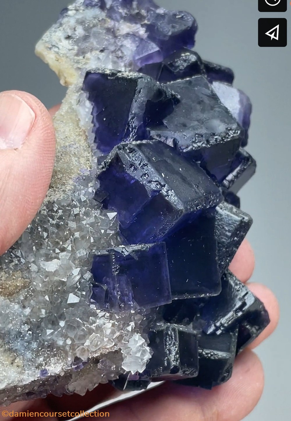 Fluorite sur quartz, "Coquera la Negrina", La Collada 4 mineraux meteorites fluorite sur quartz coquera la negrina la collada