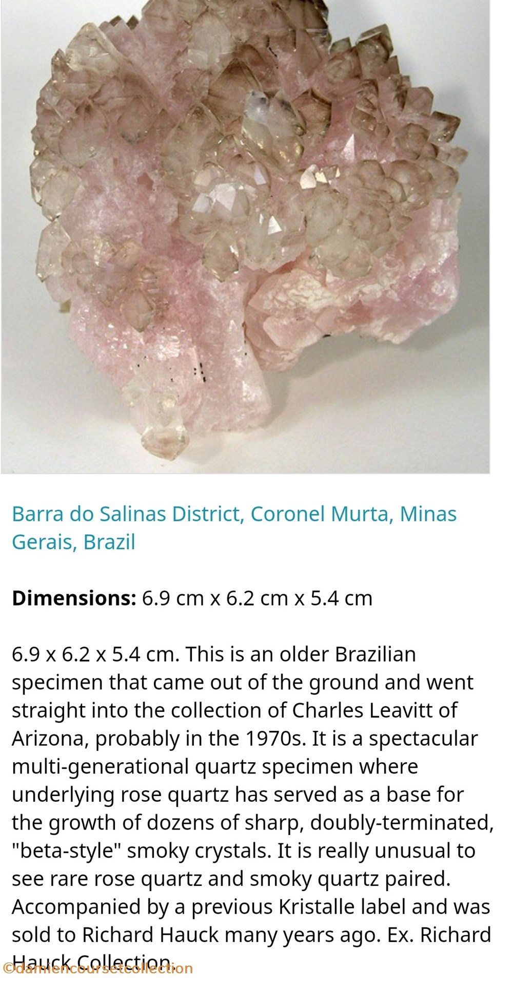 Quartz rose & Quartz fumé 5 mineraux meteorites quartz rose quartz fume