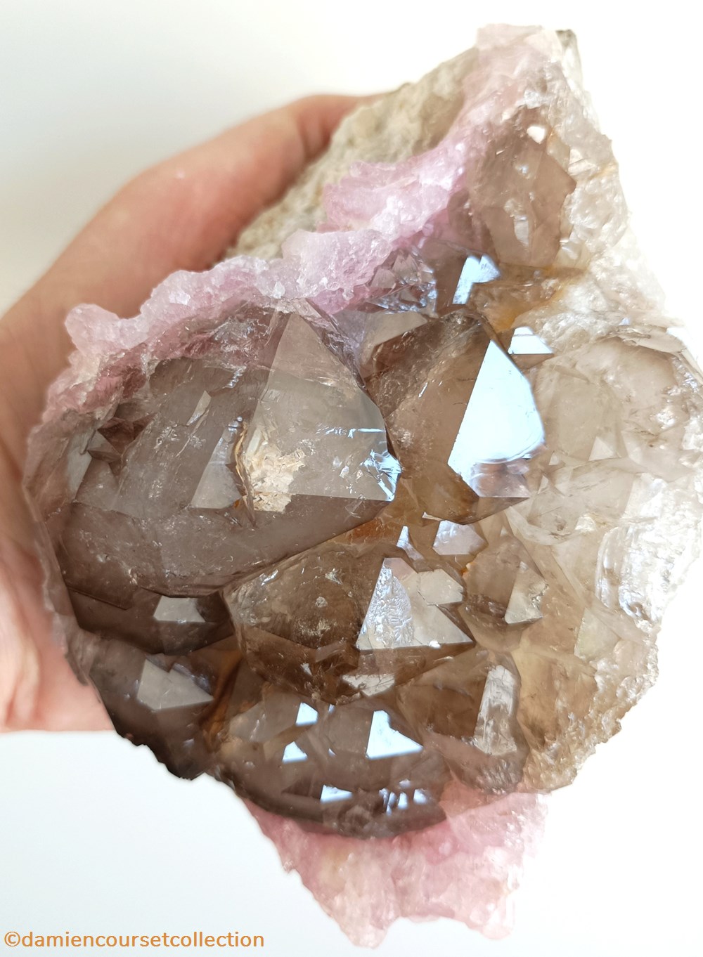 Quartz rose & Quartz fumé 2 mineraux meteorites quartz rose quartz fume