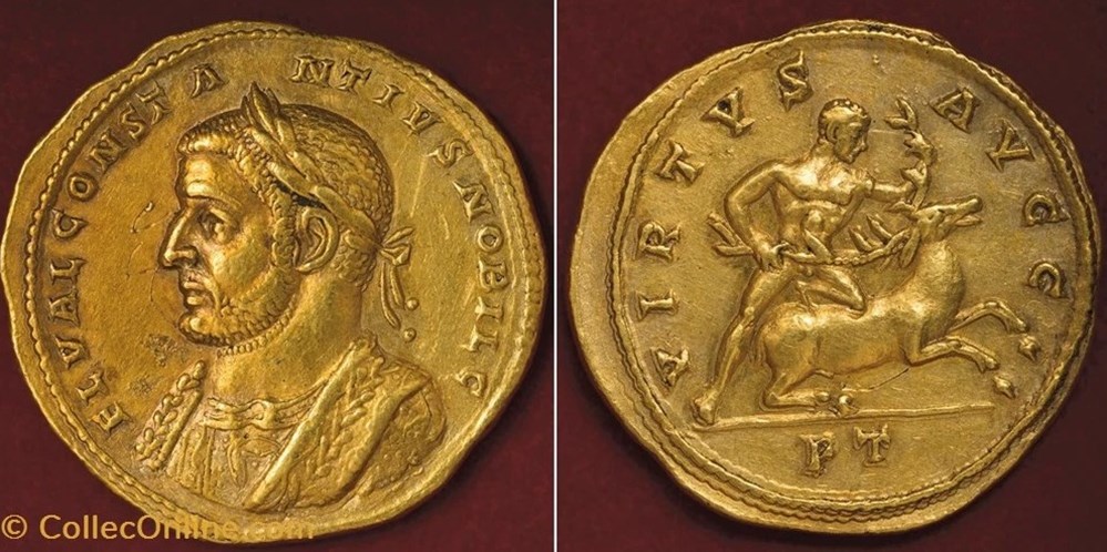 Constance Chlore - Multiple de 5 aurei monnaies antiques romaines imperiales et republicaines constance chlore multiple de 5 aurei
