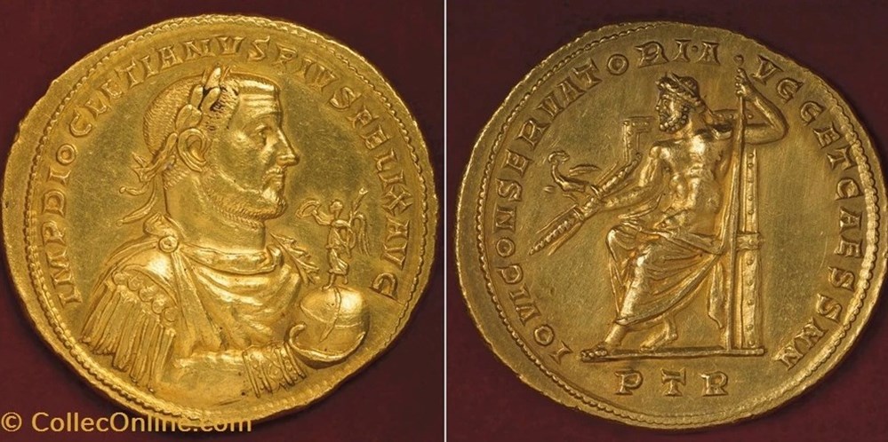 Dioclétien - Multiple de 10 aurei monnaies antiques romaines imperiales republicaines diocletien multiple de 10 aurei