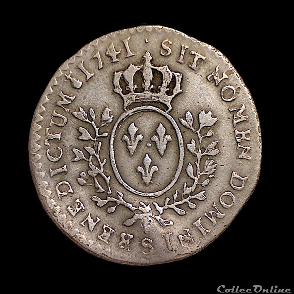 LOUIS XV 20ème d'écu au bandeau 1741 S 3 monnaie france royale louis xv 20eme ecu au bandeau 1741 s