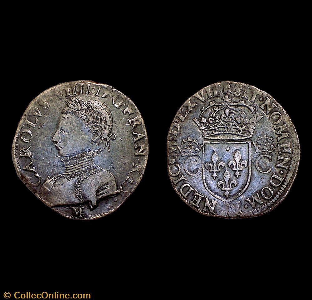 CHARLES IX Teston, 2e type, 1567 M monnaies europe medievale france royales charles ix teston 2e type 1567 m