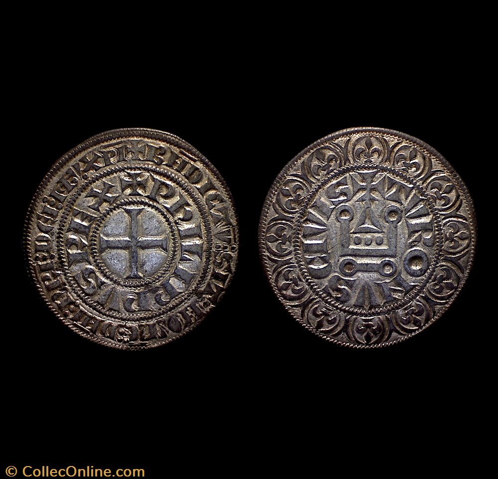 monnaies europe medievale france royales philippe iv gros tournois a o rond sans ponctuation