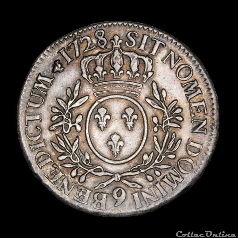 monnaie france royale louis xv ecu aux branches olivier 1728 9