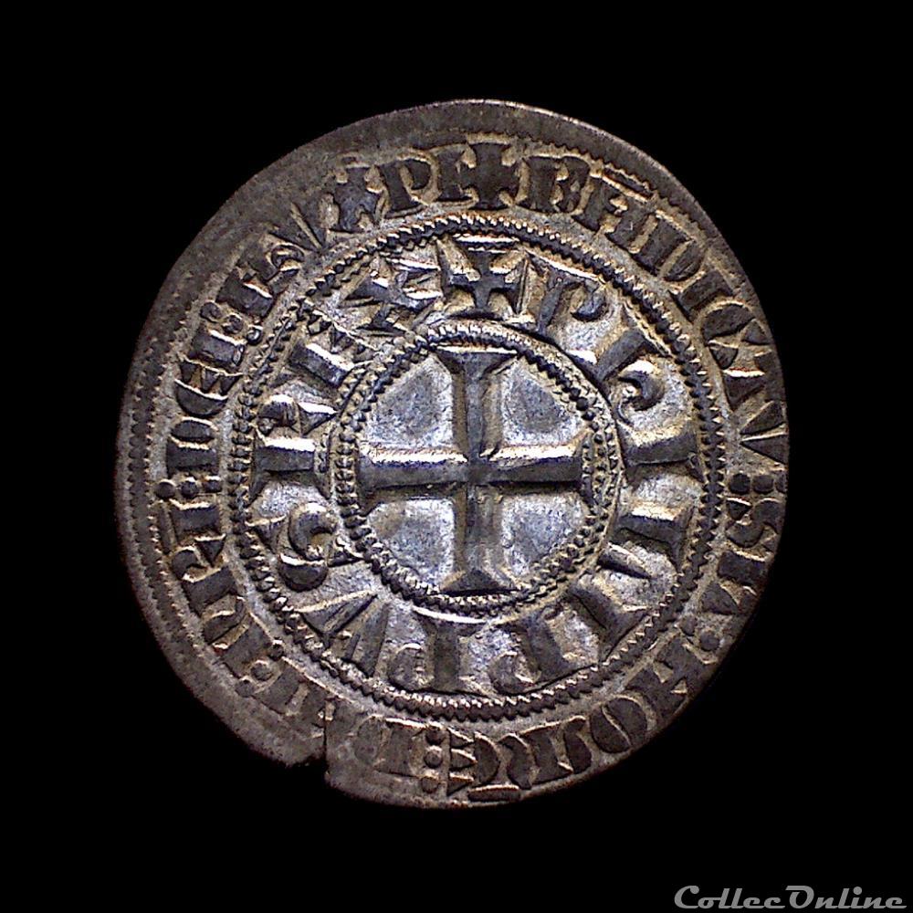 PHILIPPE IV Gros tournois à l'O rond avec annelet en ponctuation au revers 2 monnaie france royale philippe iv gros tournois a o rond avec annelet en ponctuation au revers