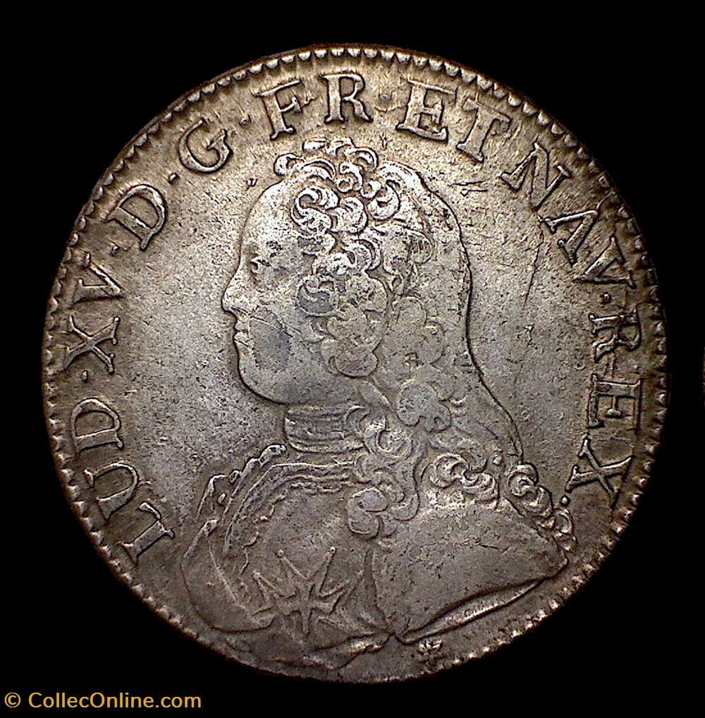 LOUIS XV Écu aux branches d'olivier 1727 C 2 monnaies europe medievale france royales louis xv ecu aux branches olivier 1727 c