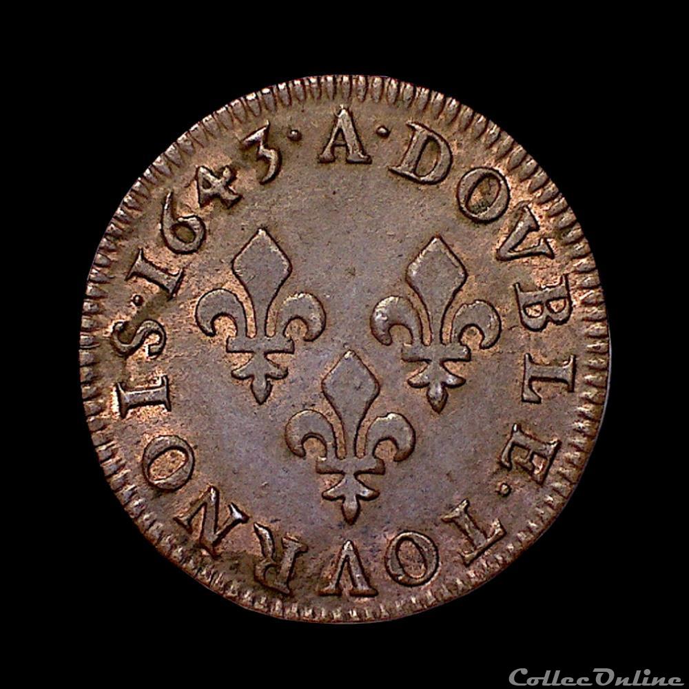 monnaie france royale louis xiii double tournois 1643 a
