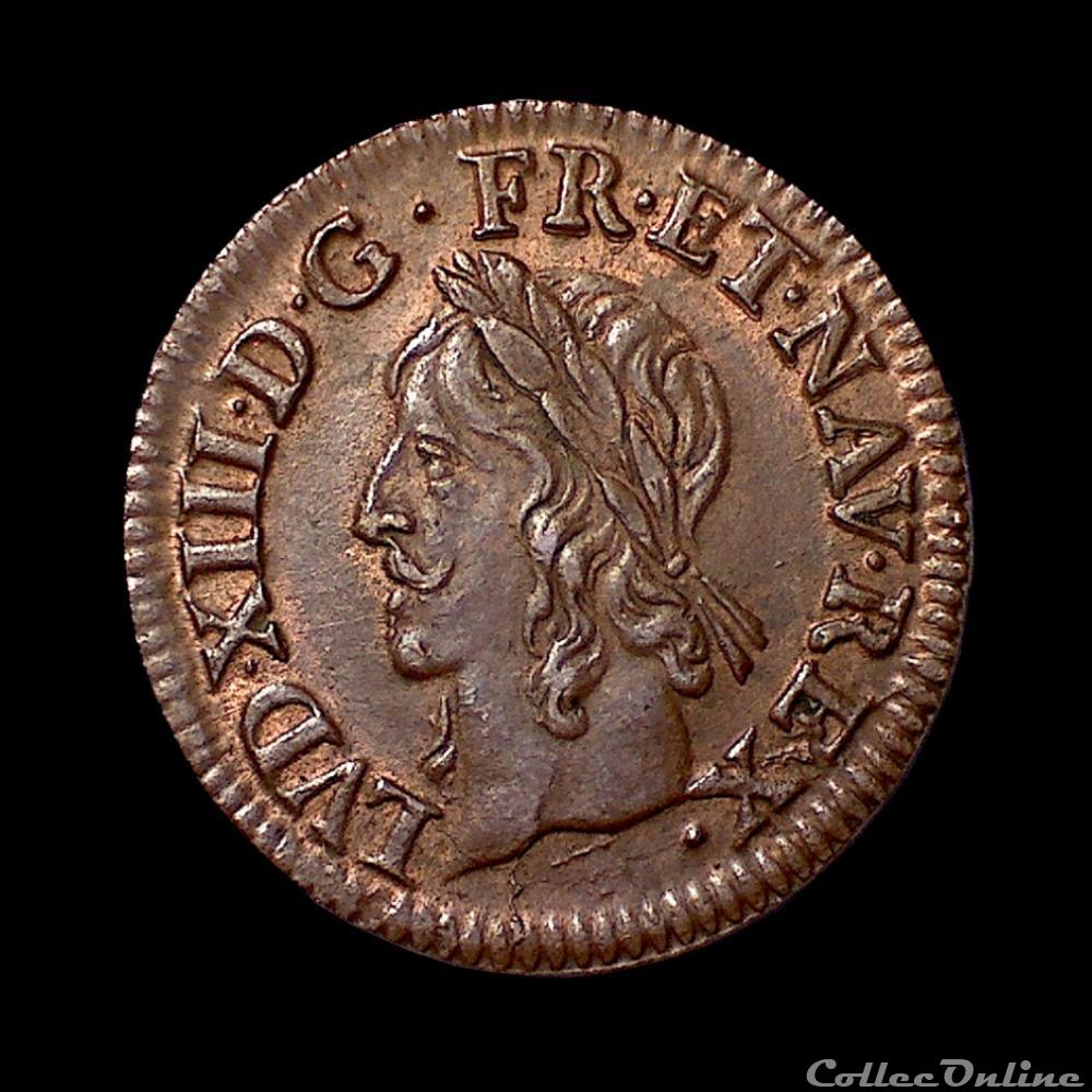monnaie france royale louis xiii double tournois 1643 a
