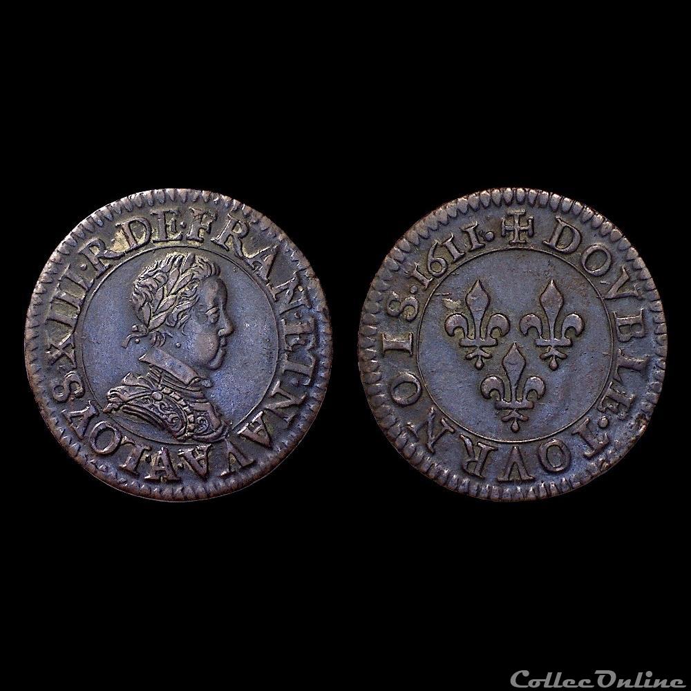 LOUIS XIII Double tournois 1611 A monnaie france royale louis xiii double tournois 1611 a