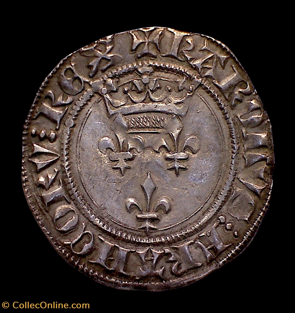CHARLES VI Gros dit "Florette" 2 monnaies france royales charles vi gros dit florette