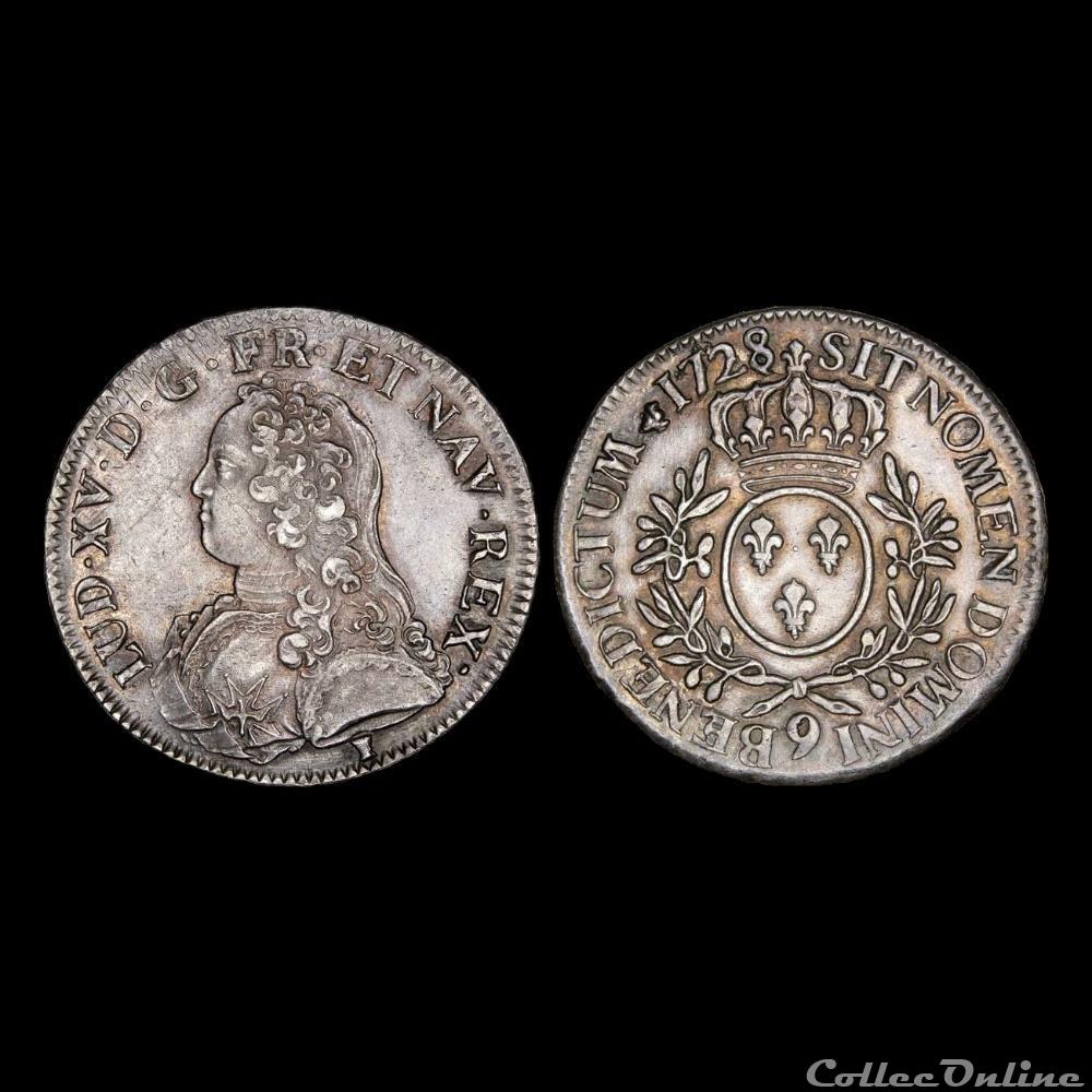monnaie france royale louis xv ecu aux branches olivier 1728 9