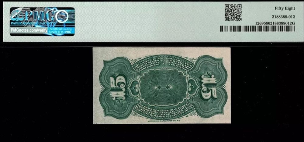 15 cent, 4th issue PMG58 banknotes north america united states of 15 cent 4th issue pmg58