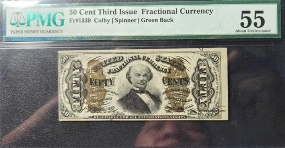 50 cent, 3rd issue PMG55 banknotes north america united states of 50 cent 3rd issue pmg55