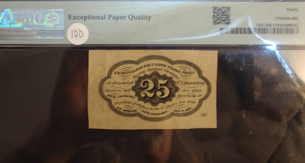 banknotes north america united states of 25 cents 1st issue pmg30epq