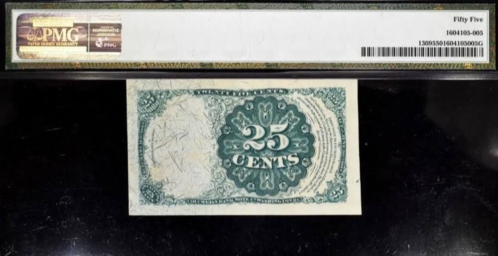 25 cents, 5th issue PMG55 banknotes north america united states of 25 cents 5th issue pmg55