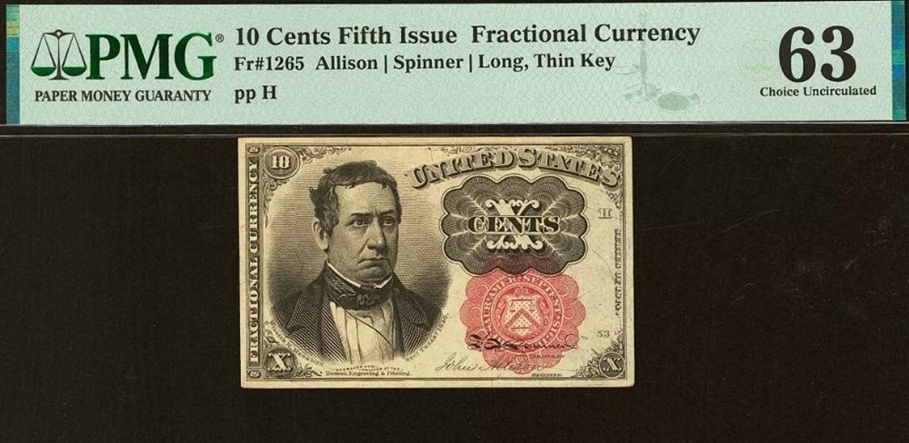 10 cent, 5th issue PMG63 banknotes north america united states of 10 cent 5th issue pmg63