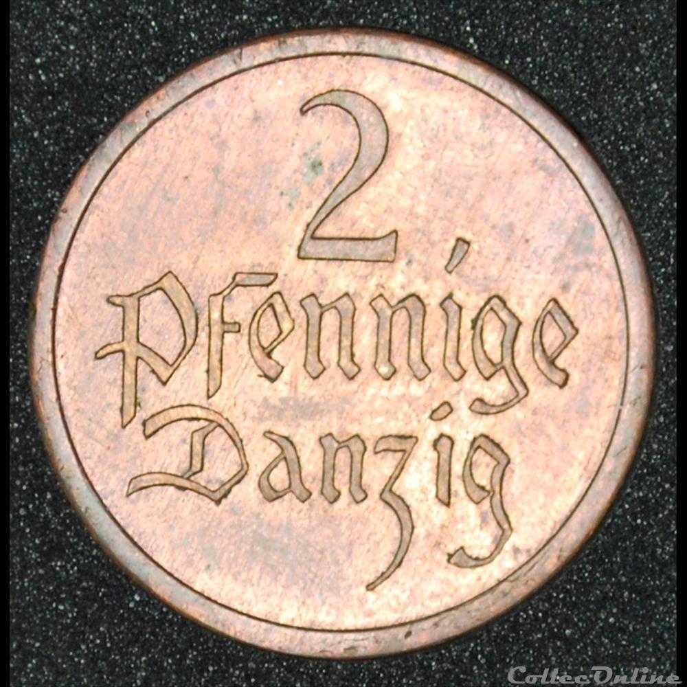 monnaie monde pologne 2 pfennige 1937 danzig