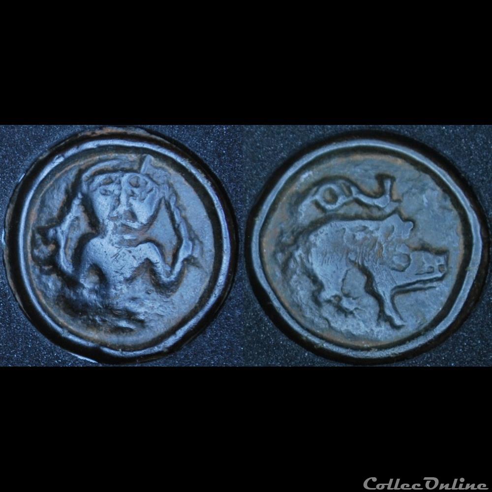 Rèmes - Personnage de face var2 monnaie antique gauloise remes personnage de face var2