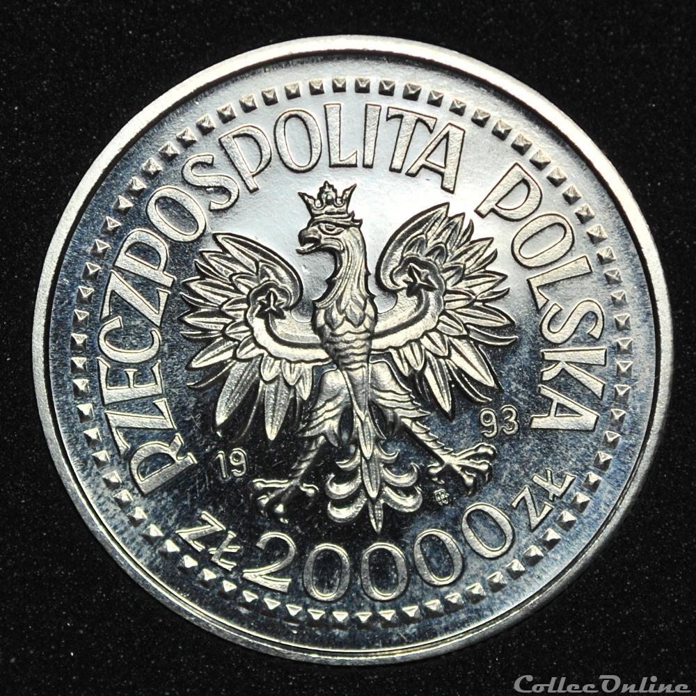 monnaie monde pologne 20000 zlotych 1993 kazimierz
