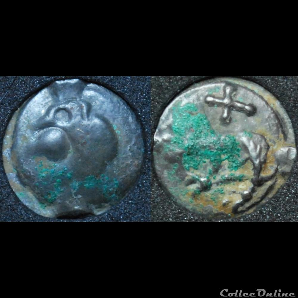 monnaie antique gauloise carnutes tete diabolique et au loup