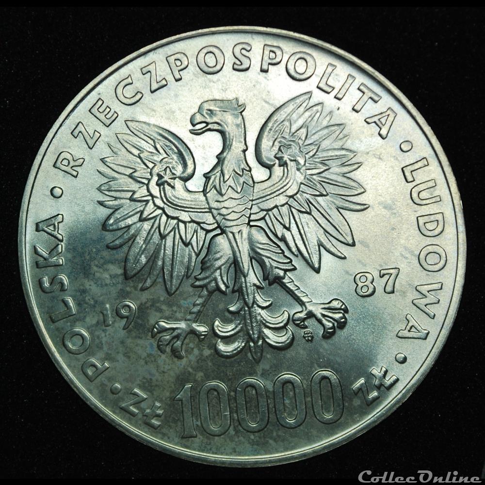 10000 zlotych 1987 Jean Paul II monnaie monde pologne 10000 zlotych 1987 jean paul ii