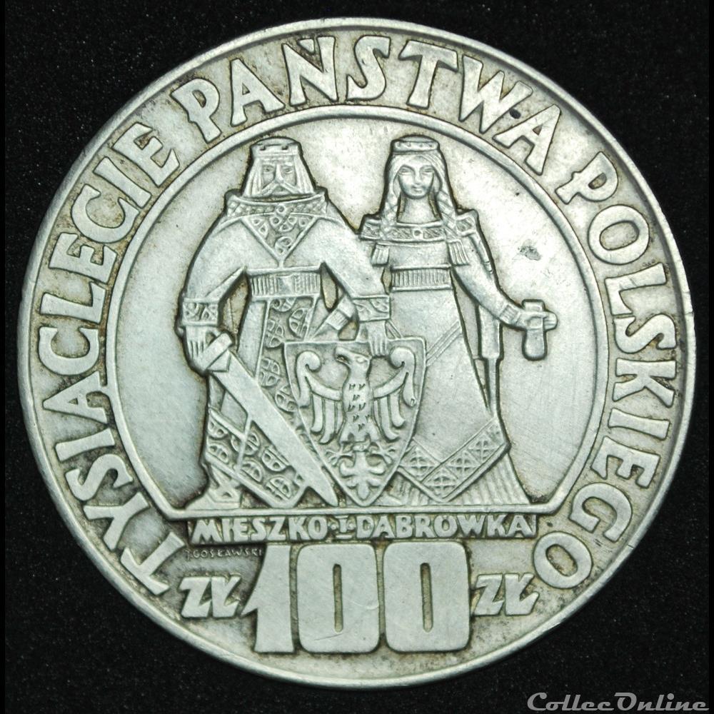 100 zlotych 1966 Mieszko et Dabrowka monnaie monde pologne 100 zlotych 1966 mieszko et dabrowka