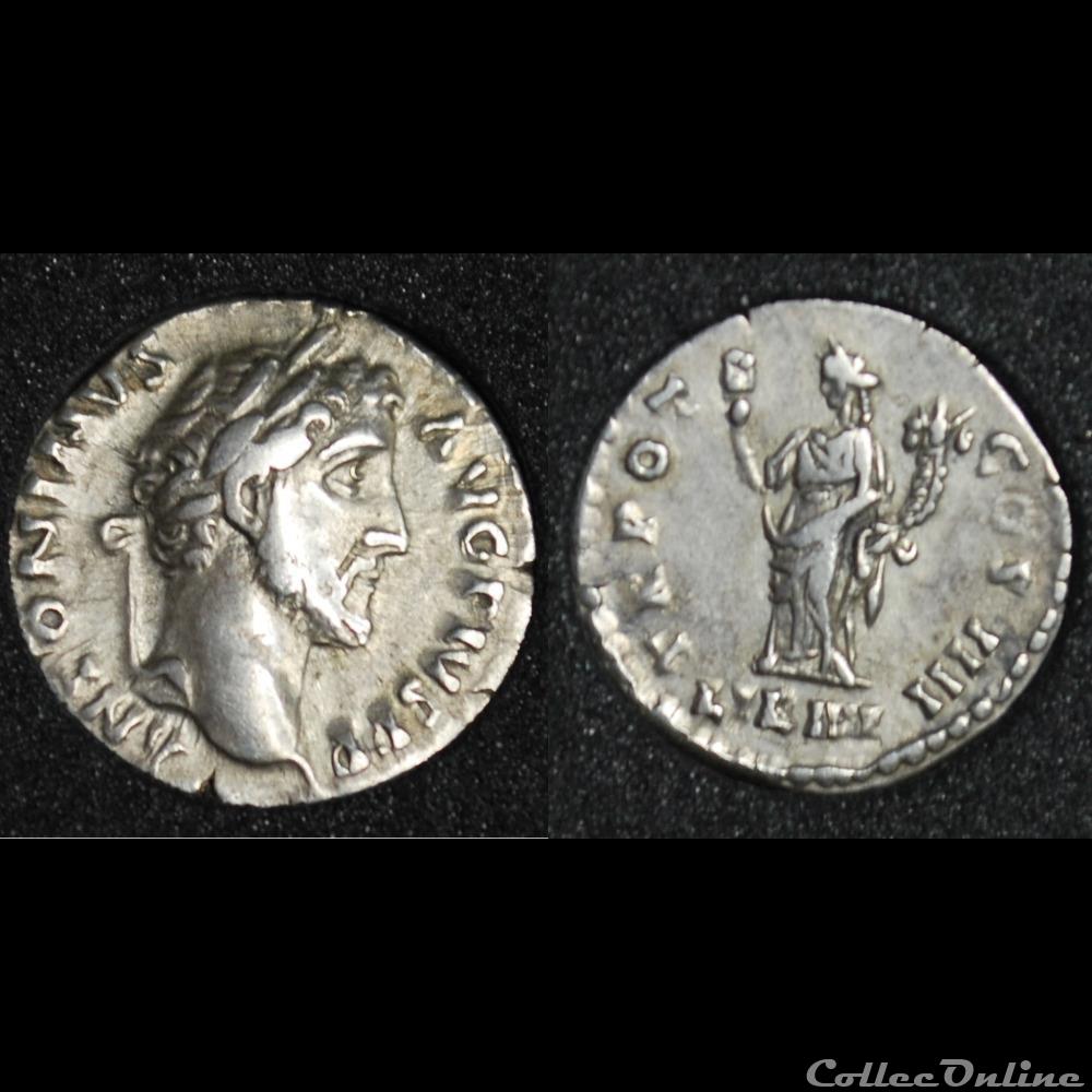 Denier Antonin le Pieux TR POT - COS IIII// LIB IIII monnaie antique romaine denier antonin le pieux tr pot cos iiii lib iiii