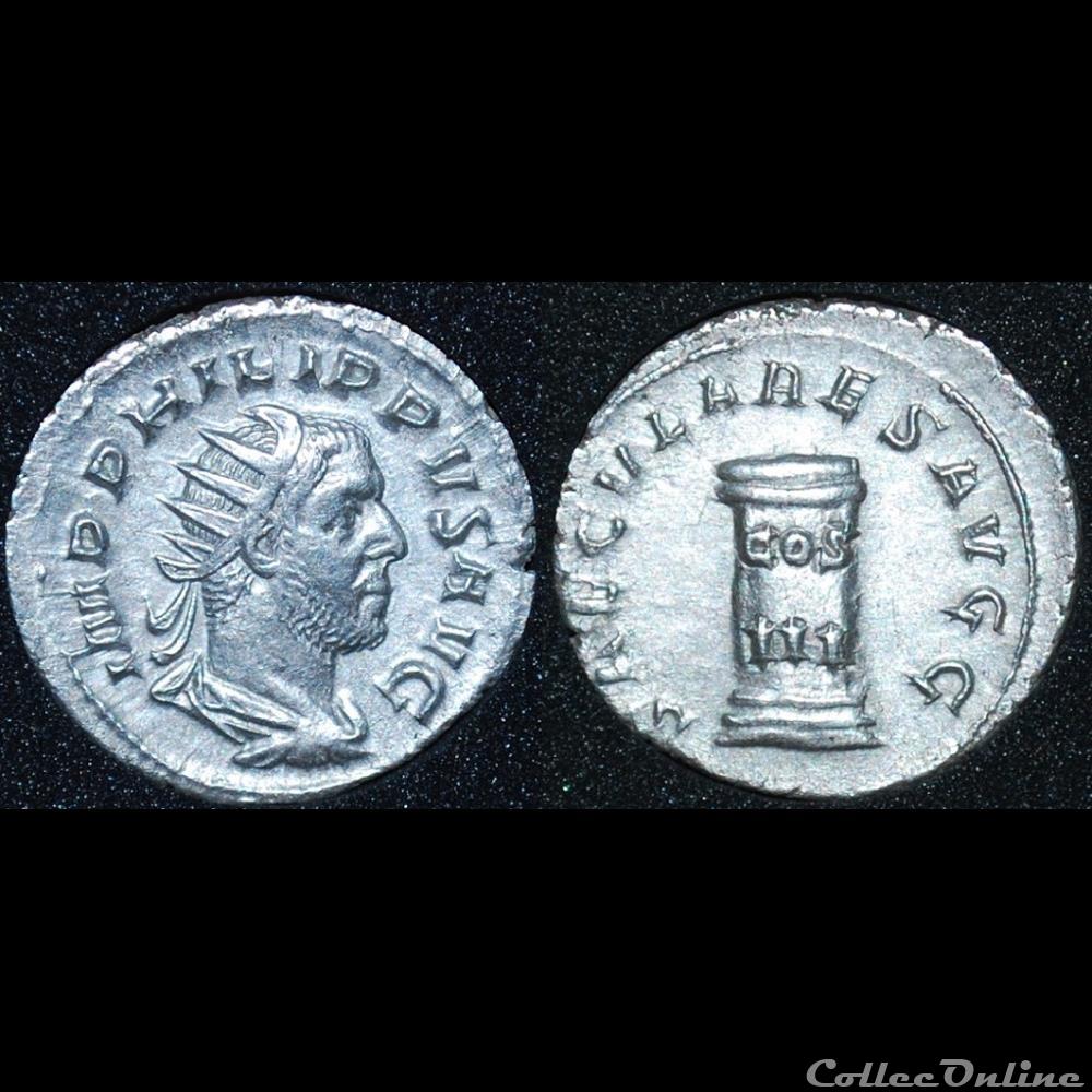 monnaie antique romaine antoninien philippe 1er arabe saecvlares avgg cos iii