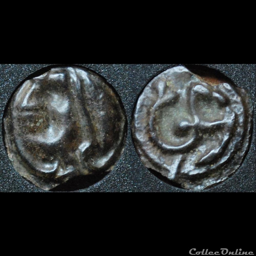 Eduens - Hippocampe et tête casquée monnaie antique gauloise eduens hippocampe et tete casquee