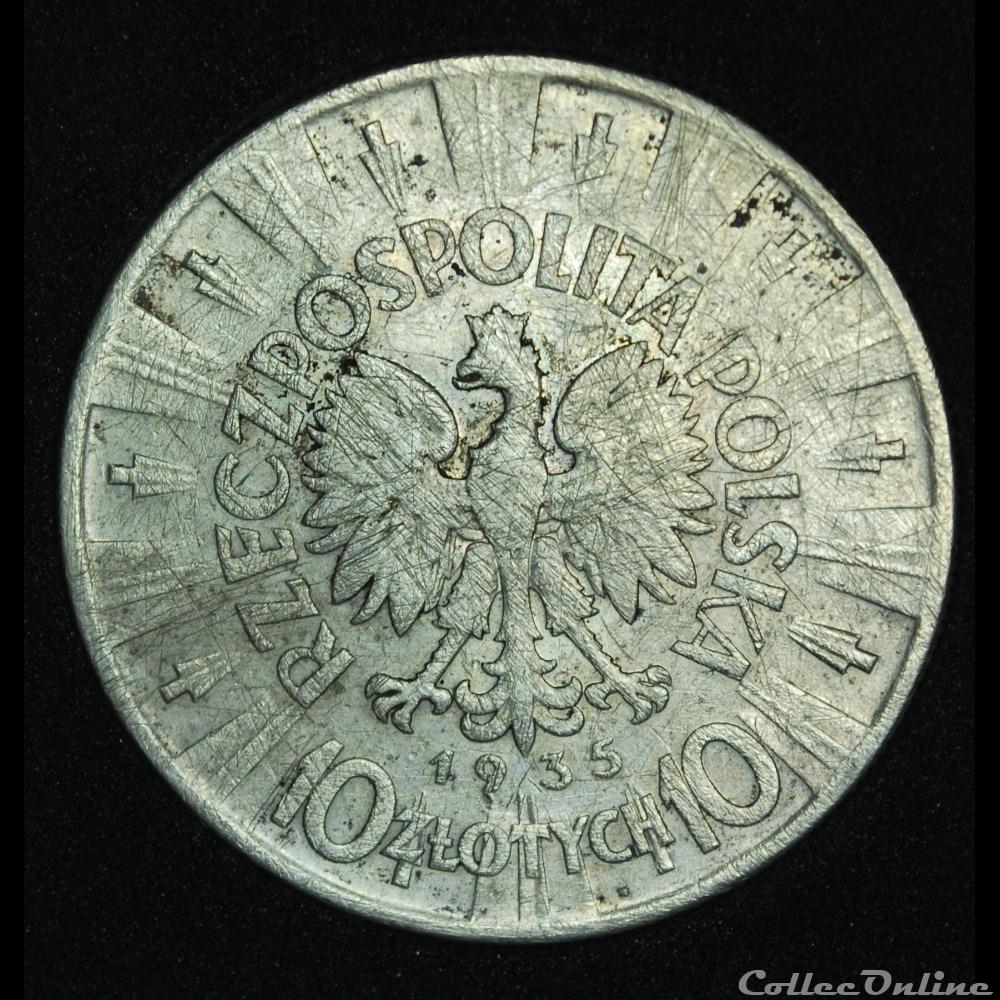 10 zlotych 1935 Pilsudski monnaie monde pologne 10 zlotych 1935 pilsudski