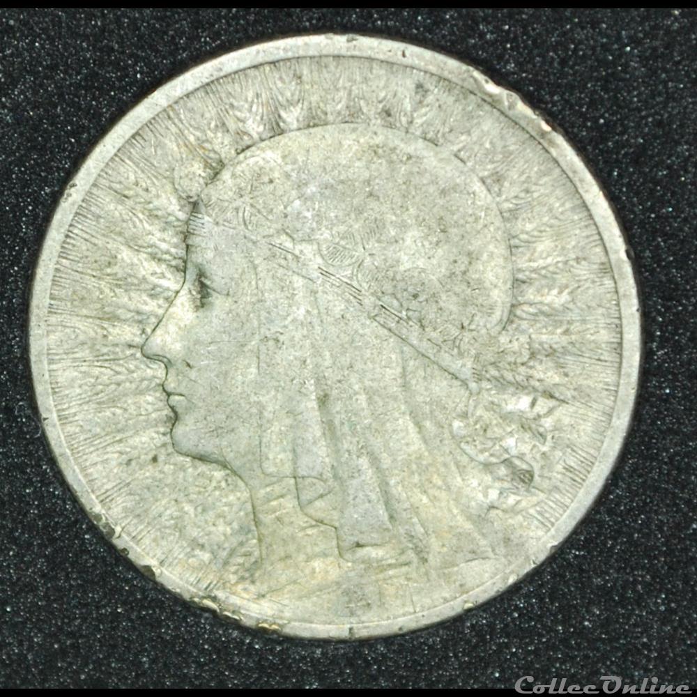 2 zlote 1933 tête de femme monnaie monde pologne 2 zlote 1933 tete de femme