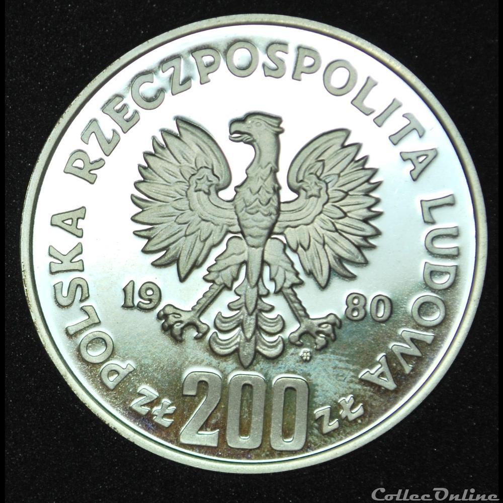 200 zlotych 1980 JO Lake Placid monnaie monde pologne 200 zlotych 1980 jo lake placid