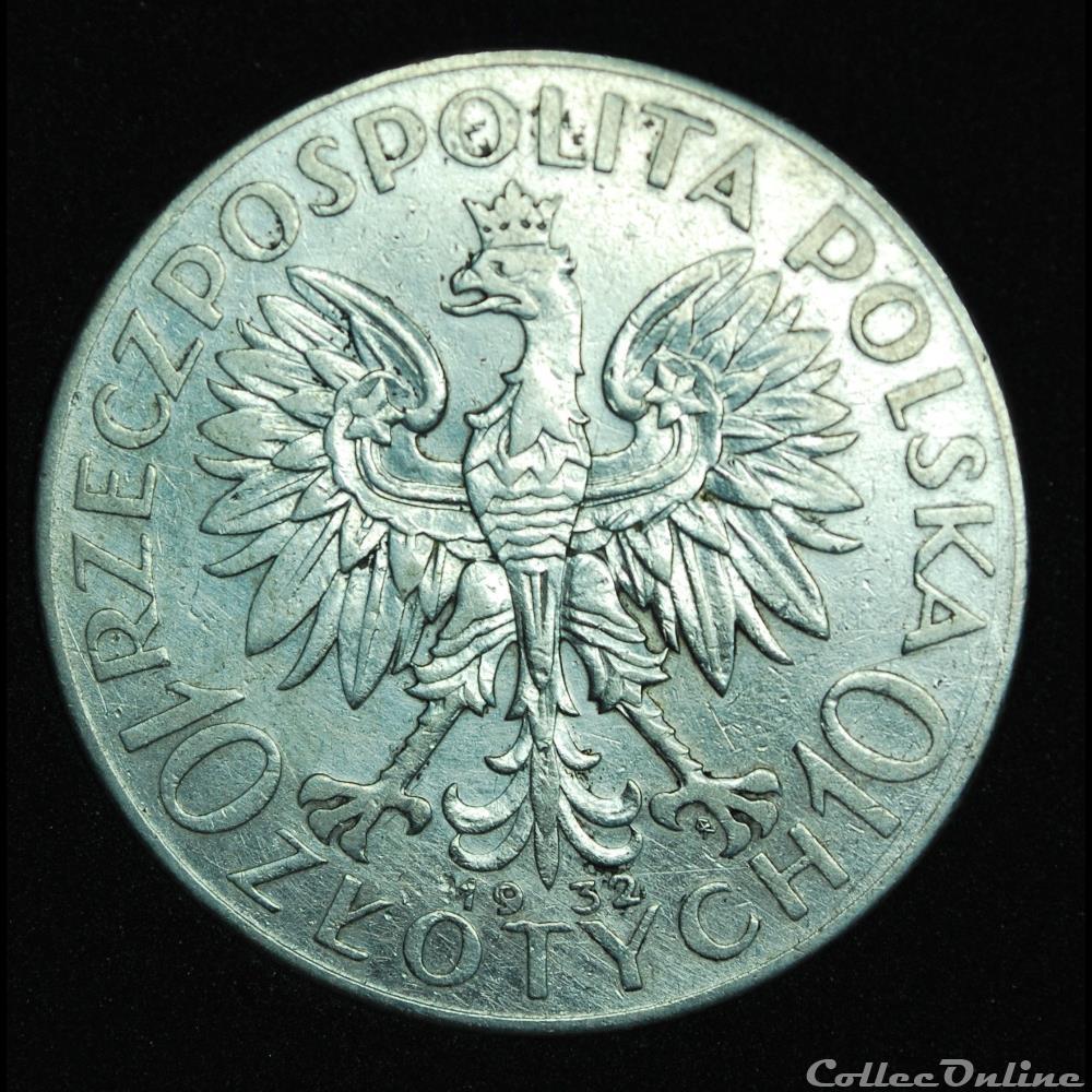 10 zlotych 1932 tête de femme 3 monnaie monde pologne 10 zlotych 1932 tete de femme