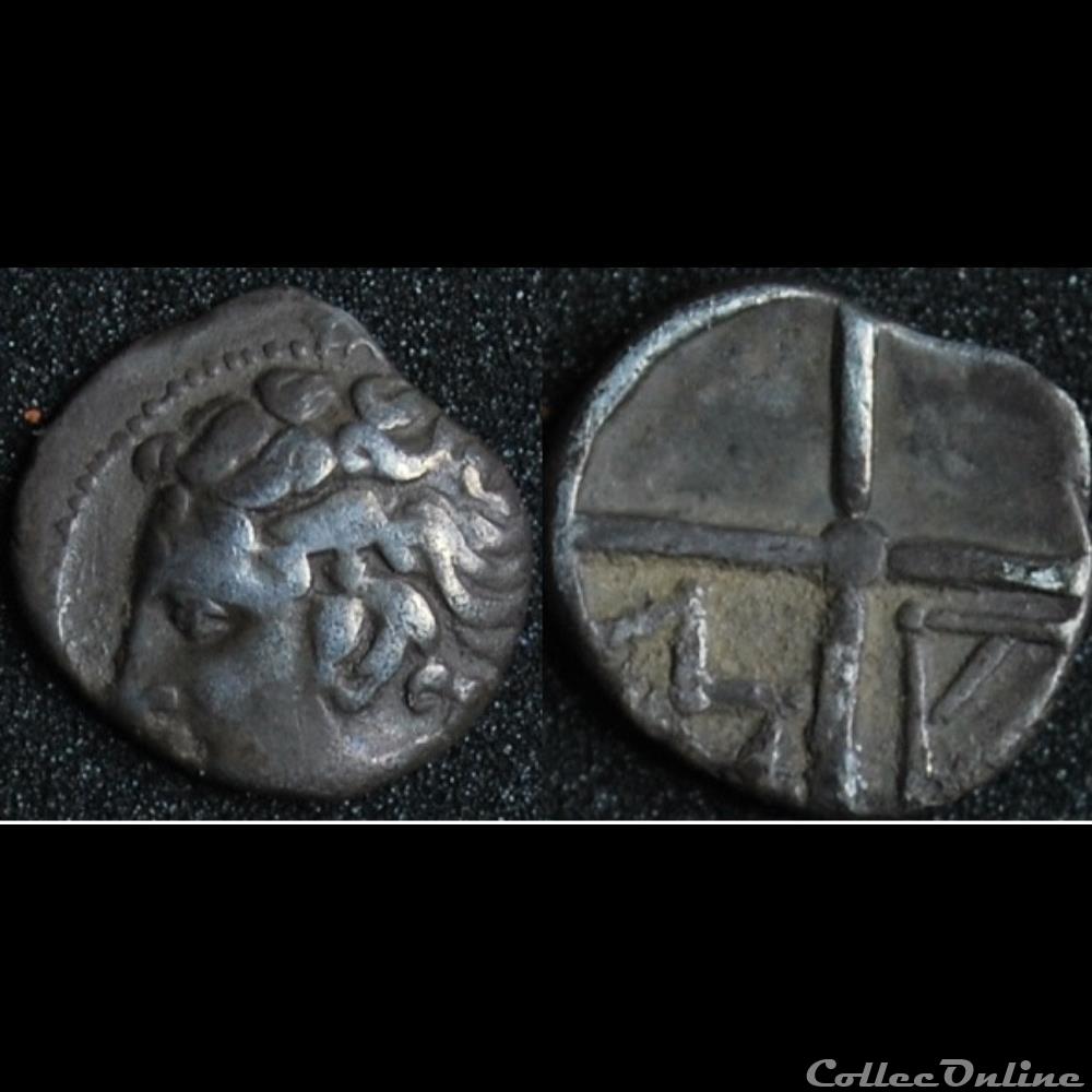 monnaie antique grecque obole de marseille tete a gauche dite a la tete de pompee
